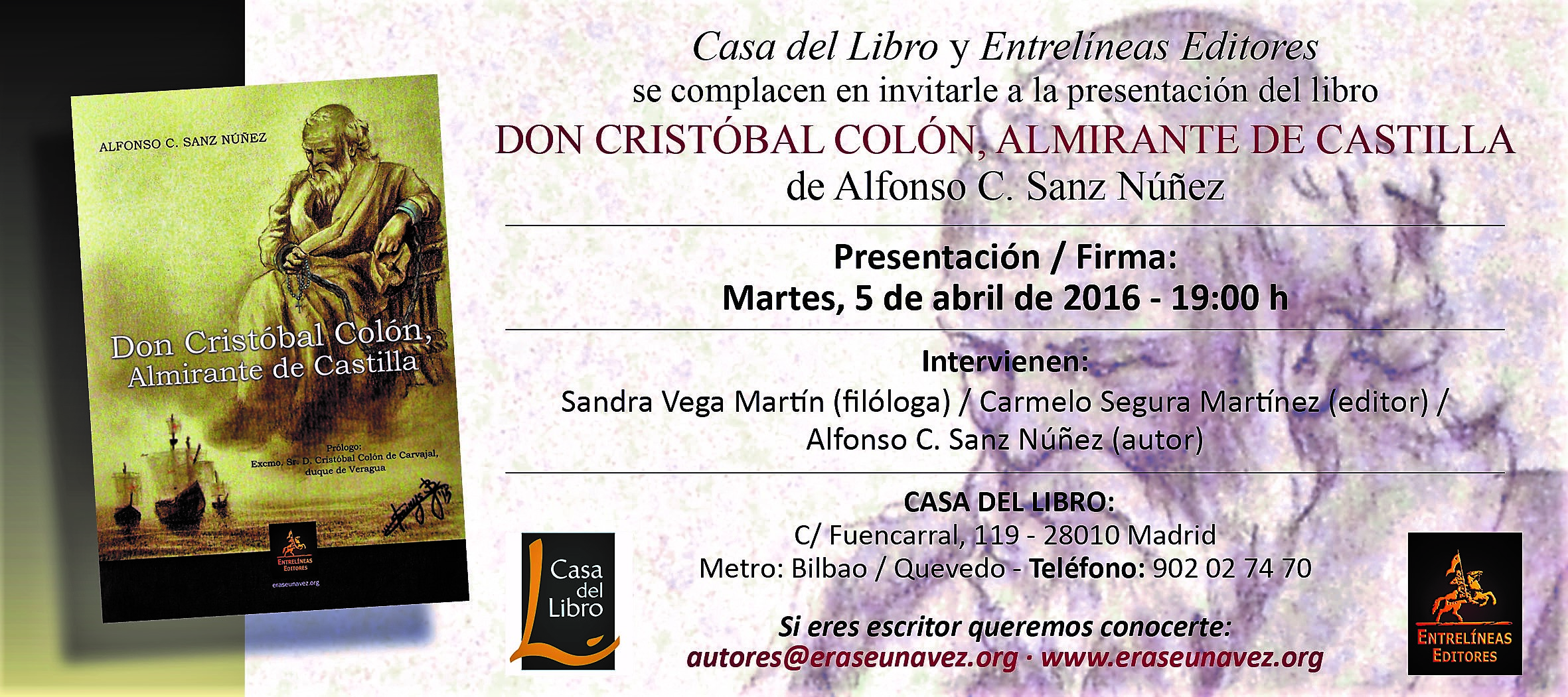 Invitacion Don Cristóbal Colón. Casa del Libro. 050416